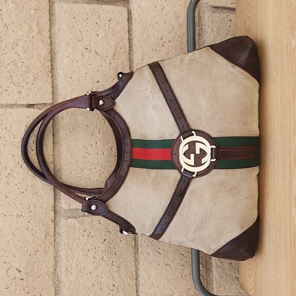 Authentic Gucci Sherry Web Reins Hobo Blondie Britt Shoulder Bag - Picture 1 of 15